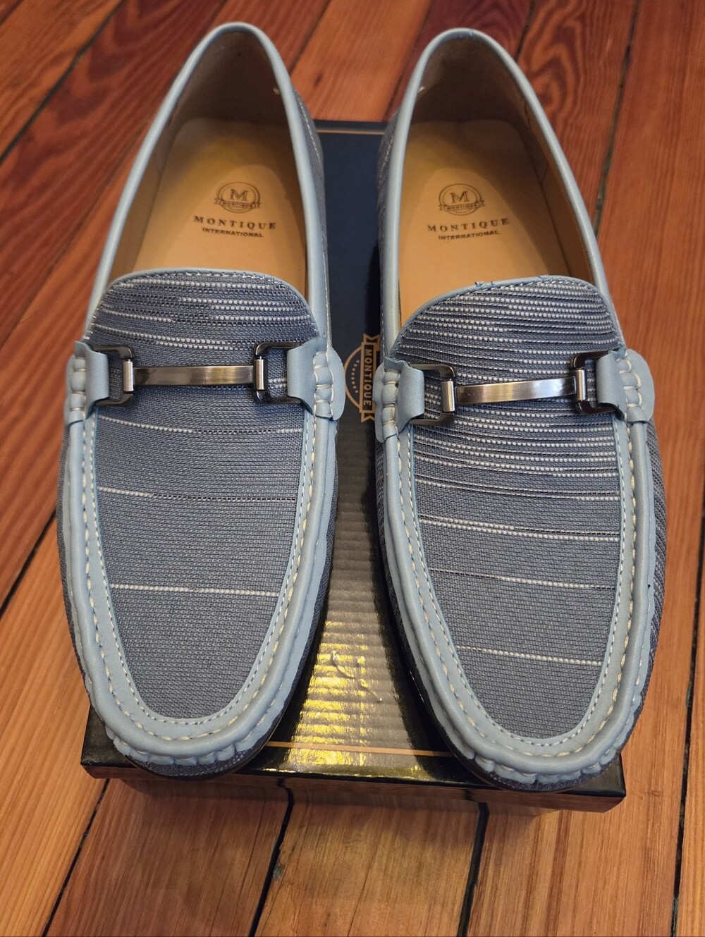 Montique Blue Moc-toe Loafers